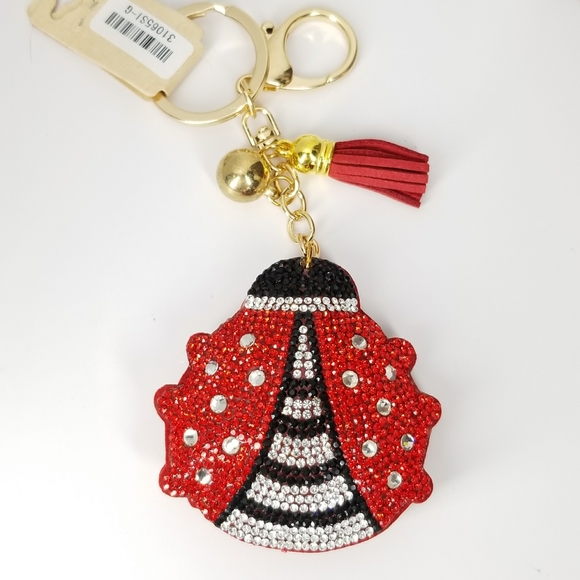 NEW Red Ladybug Crystal Keychain Purse Bag Charm - Picture 3 of 4